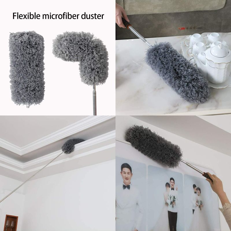 Photo 2 of Midoneat Lambswool Duster with Extra Flexible Microfiber Head,Long Reach/Extendable Duster   for Cleaning High Ceiling Fan, Interior Roof, Cobweb, Keyboard, Furniture NEW
