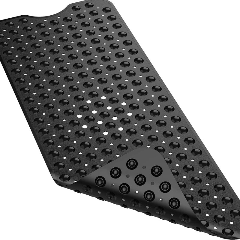 Photo 1 of XIYUNTE Bathtub Mat Non Slip - Extra Long Bath Tub Shower Mat, Non-Slip Bathtub Mats with Suction Cups and Drain Holes, Machine Washable Shower Mats for Bathroom, Black NEW