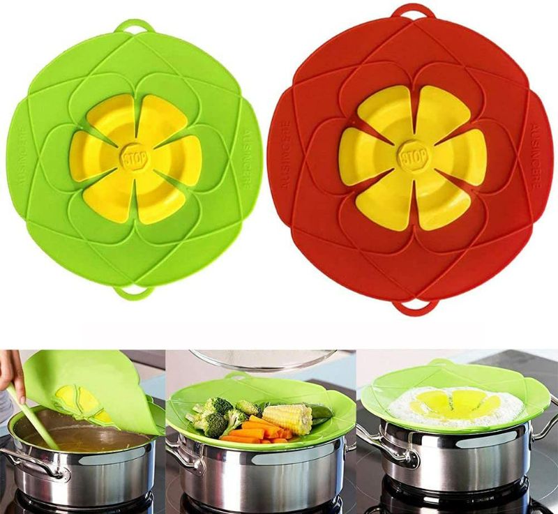 Photo 1 of 2 PACK Spill Stopper Lid Cover,Anti Spill Lid Cover,No Boil Over Lid,Pot Cover Silicone Spill Stopper Lid,Boil Over Safeguard,  Multi-Function Kitchen Tool NEW