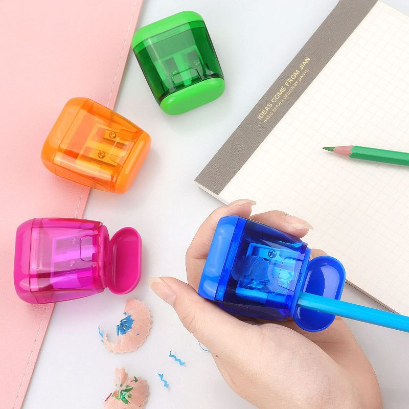 Photo 1 of 6 Pack Double Holes Pencil Sharpener Manual Pencil Sharpeners with Lid Pencil Sharpeners for Kids Plastic Pencil Sharpeners for School Office Home(Blue, Green, Orange, Rose), EMPCYDIA 6pcs Small Sand Timer, Kitchen Timer, Toothbrush Hourglass, Visual time