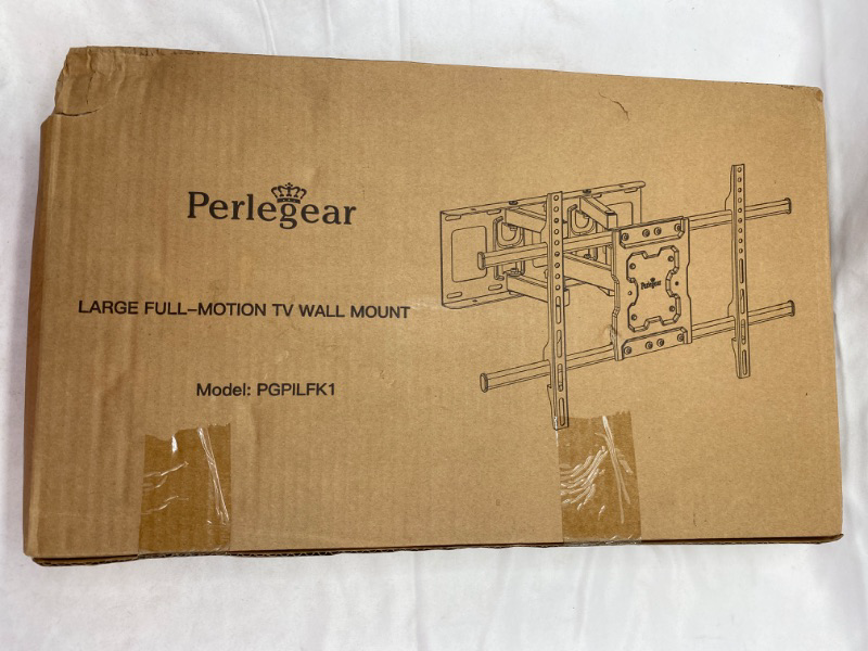 Photo 3 of Perlegear Full Motion TV Wall Mount for Most 37-82 inch Flat Curved Screen up to 100 lbs, 12"/16" Wood Studs, TV Mount Bracket with Dual Articulating Arms, Swivel, Tool-Free Tilt, Max VESA 600x400mm NEW