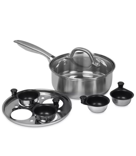 Photo 1 of Sedona Pro 7-Pc. Egg Poacher Set - Silver. Poach the perfect egg for breakfast or brunch with the Sedona Pro Egg Poacher. This versatile 7-piece set can also be used for cooking dim sum or as a small covered sauté pan, skillet or fry pan. Its 5-layer enca