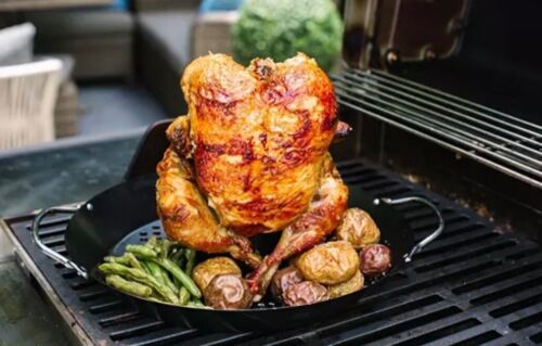 Photo 2 of Sedona Kitchen Single Chicken Bbq Roaster Rack Size 12x2. Barbecue tender and juicy chicken on your outdoor grill with the Sedona chicken roaster rack. Simply add your favorite soda, beer or canned beverage into the tray slot and place a chicken over the 