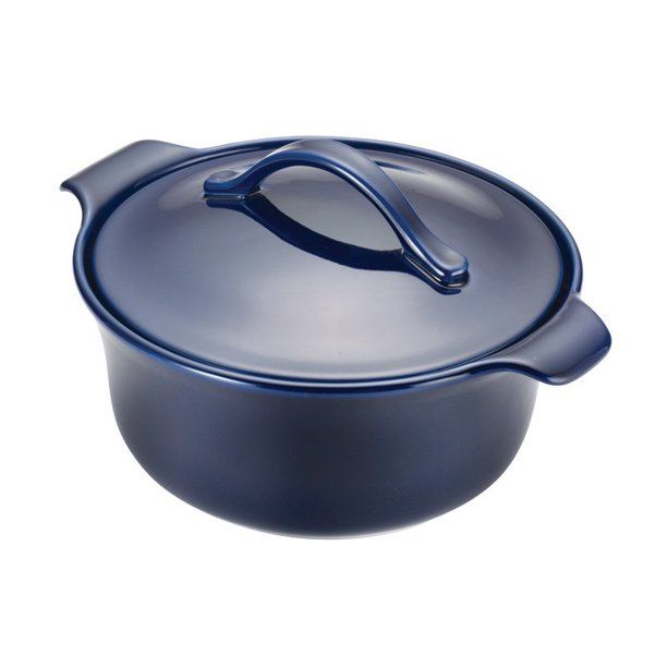 Photo 4 of Anolon Vesta Stoneware 2.5 qt Casserole in Cobalt Blue. Compose oven-baked and other kinds of culinary creations in a whole new key of delicious, with the Anolon Vesta Stoneware 2-1/2-Quart Round Casserole. The durability and functionality of Vesta Stonew