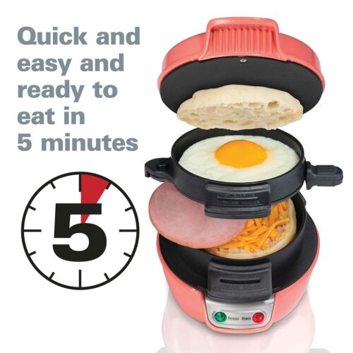 Photo 1 of Hamilton Beach Breakfast Sandwich Maker Coral. Forget the fast food drive-through and frozen food section. With the Hamilton Beach Breakfast Sandwich Maker in Black, you can create a hot, homemade breakfast, lunch or dinner sandwich in minutes using your 
