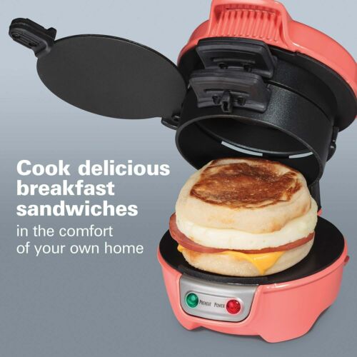 Photo 3 of Hamilton Beach Breakfast Sandwich Maker Coral. Forget the fast food drive-through and frozen food section. With the Hamilton Beach Breakfast Sandwich Maker in Black, you can create a hot, homemade breakfast, lunch or dinner sandwich in minutes using your 