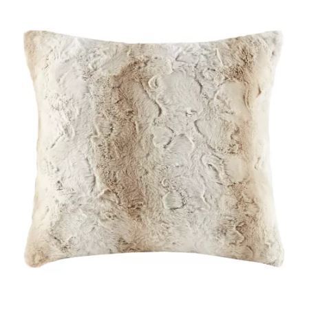 Photo 1 of Madison Park Zuri Faux Fur Decorative Pillow Sand 20in x 20in. Transform any space into a luxurious mountain lodge with the super-soft faux fur and cozy micro-fur reverse of this glamorous Zuri decorative pillow from Madison Park. Each decorative pillow s