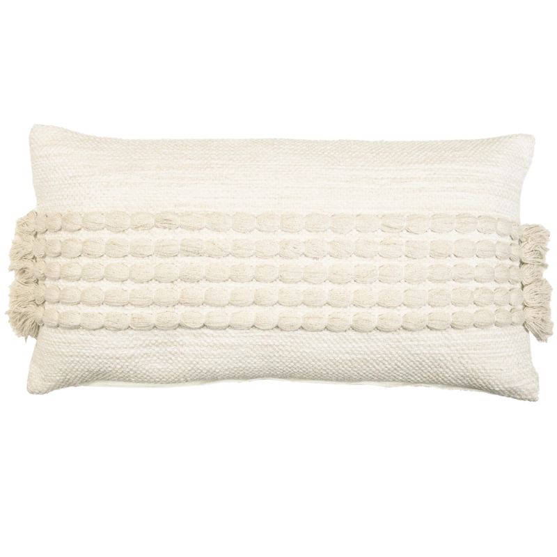 Photo 1 of Lush Décor Linear Dotted Decorative Pillow, 13" x 24". Update your room decor with this Linear Dotted Decorative Pillow -- a stunning showcase of solid texture.  This woven lumbar pillow, tufted with four rows of soft roping and tassels on two sides, is p