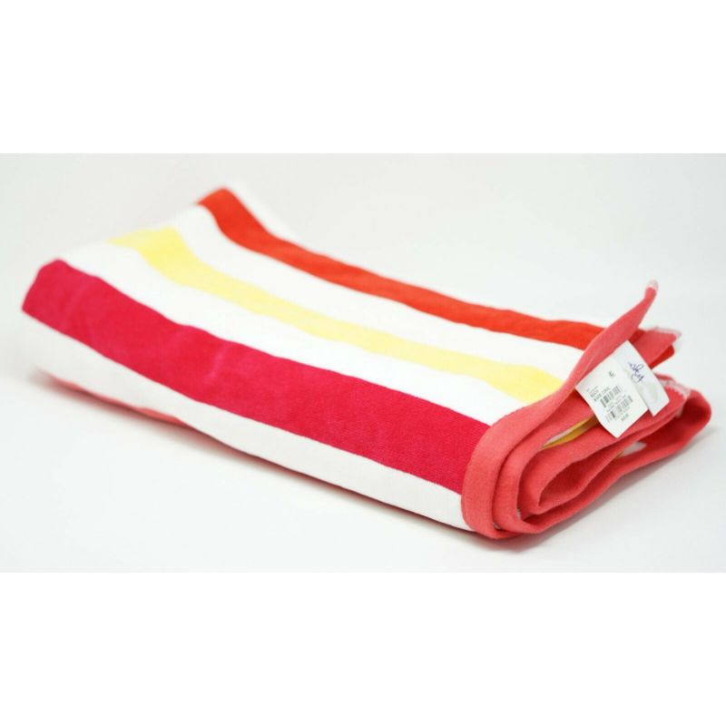 Photo 2 of Sky Home Aja 100% Cotton Striped Beach Towel 40" x 70" - Beach Warm Coral. 