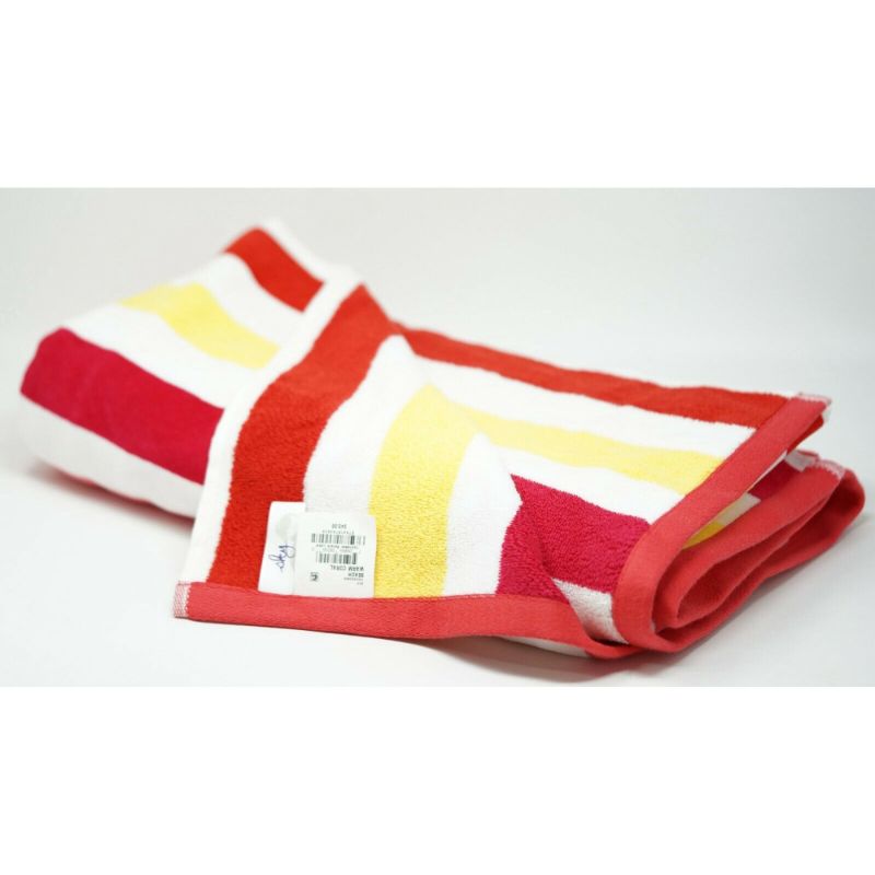 Photo 1 of Sky Home Aja 100% Cotton Striped Beach Towel 40" x 70" - Beach Warm Coral. 