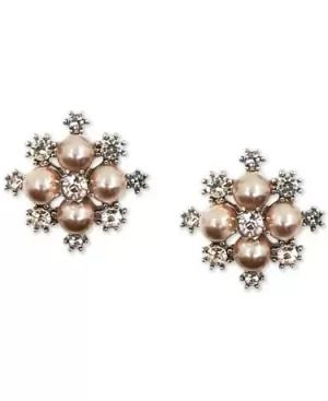 Photo 1 of Charter Club Silver-Tone Crystal & Colored Imitation Pearl Burst Stud Earrings,