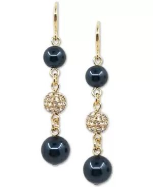 Photo 1 of Charter Club Gold-Tone Pave Fireball & Colored Imitation Pearl Triple Drop Earring