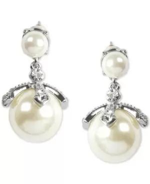 Photo 1 of Charter Club Silver-Tone Pave & Imitation Pearl Drop Earrings, Created for Macy's