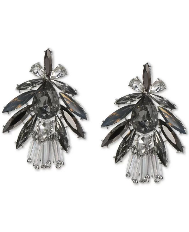 Photo 1 of Inc International Concepts Silver-Tone Crystal & Bugle Bead Drop Earrings