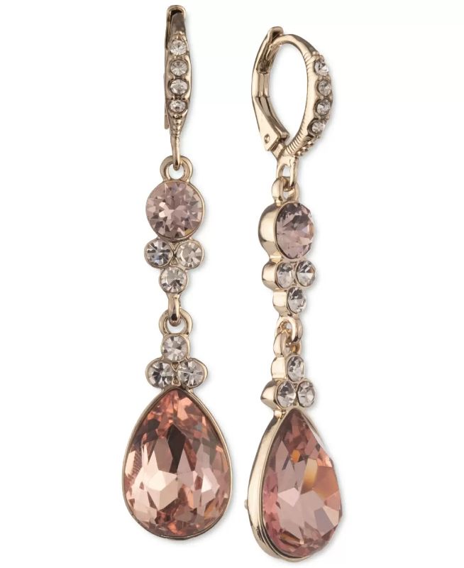 Photo 1 of Givenchy Pear-Shape Crystal Double Drop Earrings