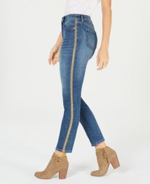 Photo 1 of SIZE 8 Style & Co Gold-Striped Curvy-Fit Skinny Jeans, Created for Macy's