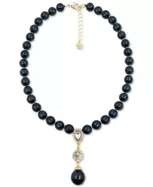 Photo 1 of Charter Club Gold-Tone Crystal Halo & Colored Imitation Pearl Lariat Necklace,