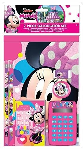 Photo 1 of Disney Minnie Mouse Kids Calculator School Supplies Set - 7 Pieces
Includes: Notepad, memo pad, pencils, eraser, sharpener and calculator