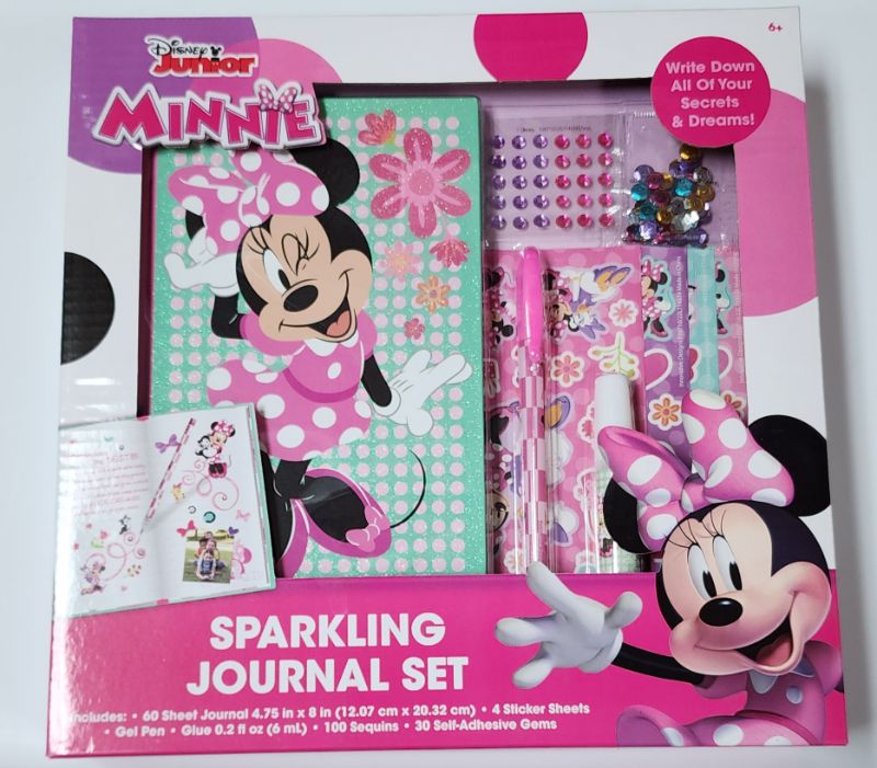 Photo 1 of DISNEY MINNIE MOUSE PARKLING JOURNAL
Includes: Journal, stickers, gel pen, sequins and self adhesive gems
