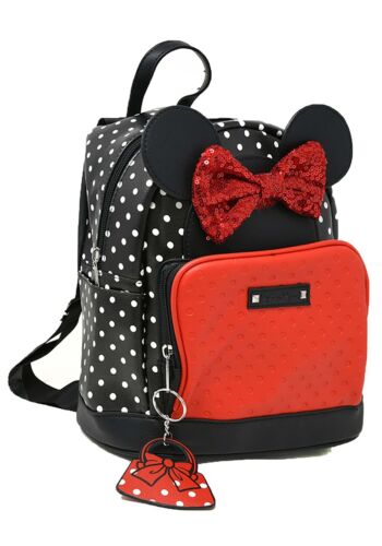 Photo 1 of Disney Minnie Mouse 10" Mini Deluxe Vegan Leather Backpack
Faux leather backpack
Adjustable shoulder strap
Front pocket and keychain
measures 10" L x 9" W x 6" H
Officially licensed