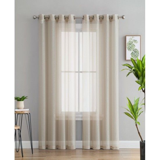 Photo 1 of Lumino by Perth Semi Sheer Grommet Curtain Panels – 54 W x 84 L – Set of 2, Beige