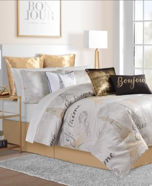 Photo 1 of KING SIZE SUNHAM Je T'aime Paris 14-Pc. Comforter Set
Set includes: king comforter 104"x90", king sham 20"x36", euro 26"x26", bed skirt 78"x80"+14", throw 50"x60", dec pillow #1: 18"x18", dec pillow #2: 12"x18", dec pillow #3: 16"x16", 1 king sheet set 10