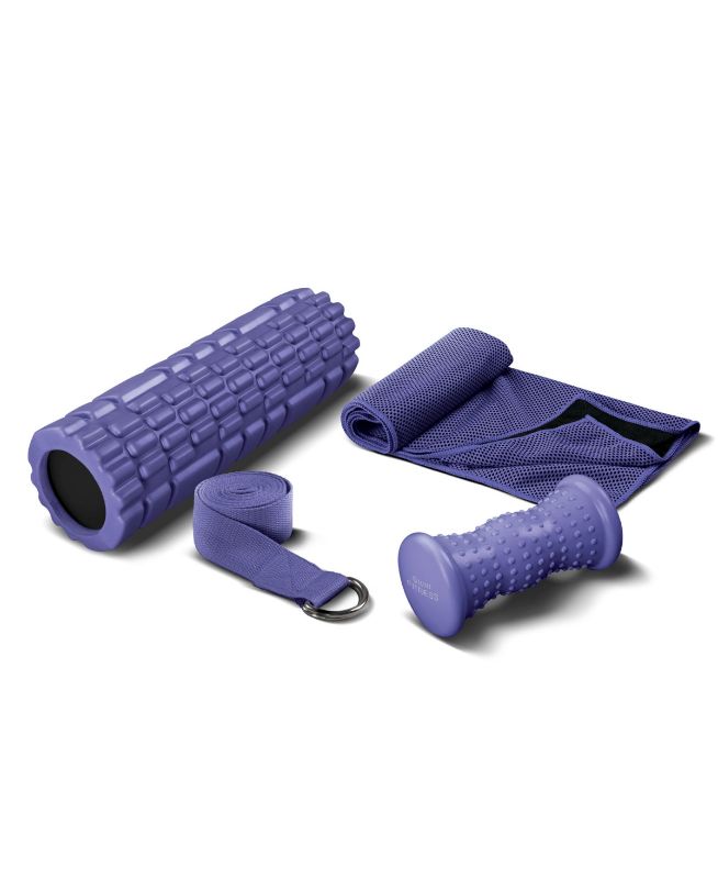 Photo 1 of Lomi Fitness Recovery Kit 4-Piece Home Fitness Set Purple
Set includes - 1 yoga roller, 1 yoga strap, 1 massage roller and 1 cooling towel