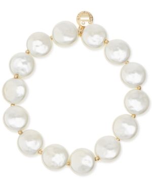 Photo 1 of Charter Club Gold-Tone Mother-of-Pearl Coin Stretch Bracelet, Created for Macy's