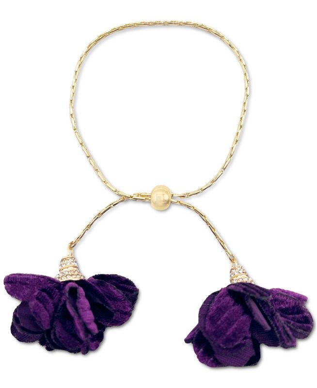Photo 1 of INC International Concepts Imitation Pearl & Fabric Flower Bolo Bracelet, Created for Macy's