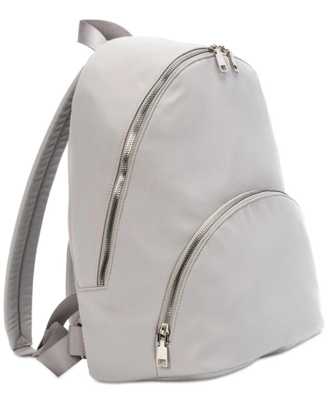 Photo 1 of INC INTERNATIONAL CONCEPTS Ava Backpack, Created for Macy's
Medium sized backpack; 11-4/5"W x 13"H x 5-9/10"D 
2-1/2"L top handle, adjustable backpack straps
Zip closure
Silver-tone hardware, front zip pocket
Interior zip pocket
Created for Macy's
Polyest