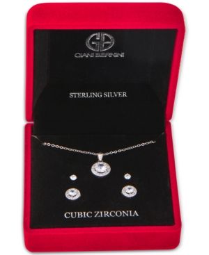 Photo 2 of Giani Bernini Zirconia Set Pendant Necklace Stud Earrings Sterling Silver
Set in sterling silver
Approx. necklace length: 18"; approx. drop: 1/2"
Lobster clasp closure; cable link chain
Approx. earring diameters: 1/8" & 1/4"
Post back closures
Item comes 