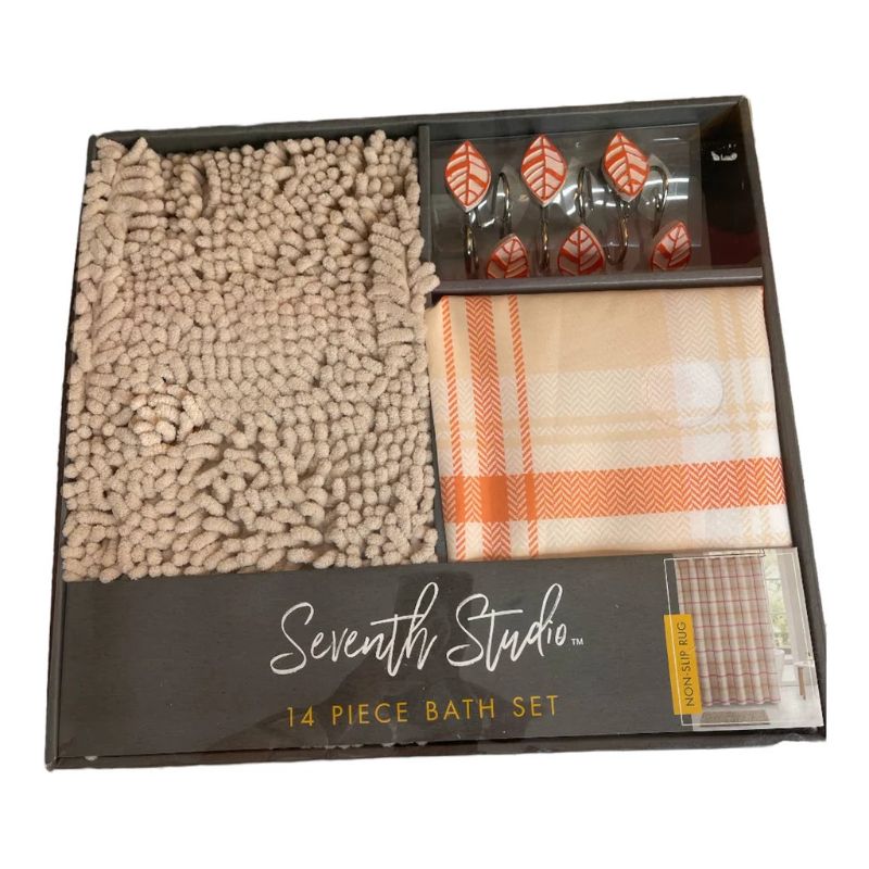 Photo 2 of VCNY SEVENTH STUDIO 14 PIECE BATH SET INCLUDES SHOWER COURTAIN HOOKS AND RUG