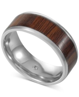 Photo 1 of INC INTERNATIONAL CONCEPTS  Men's Silver-Tone Wood Ring, Created for Macy's SIZE 10