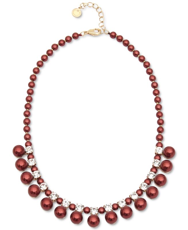 Photo 1 of Charter Club Gold-Tone Crystal & Colored Imitation Pearl Statement Necklace, 17" + 2" Extender, Created for Macy's