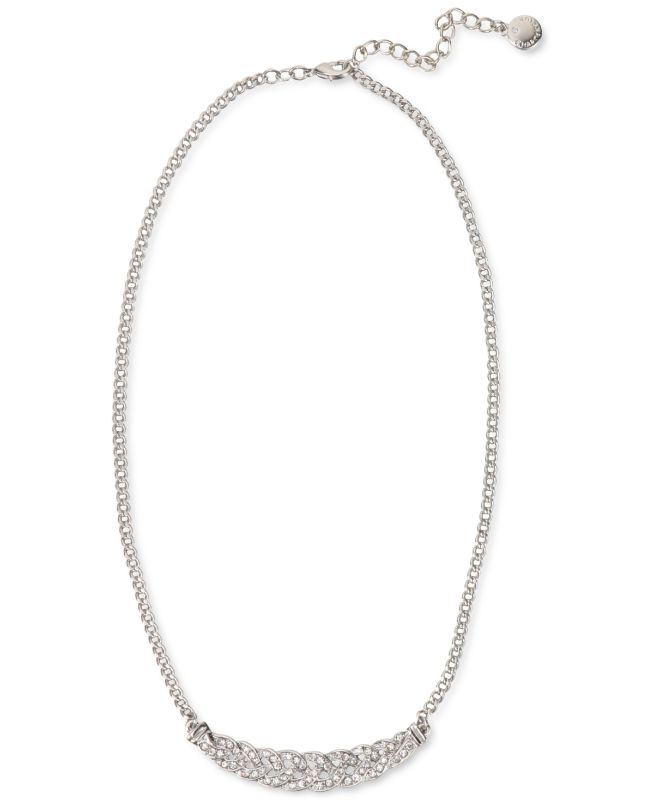 Photo 1 of Charter Club Silver-Tone Pave Braid Statement Necklace, 17 + 2 Extender, Created for Macy's - Silver