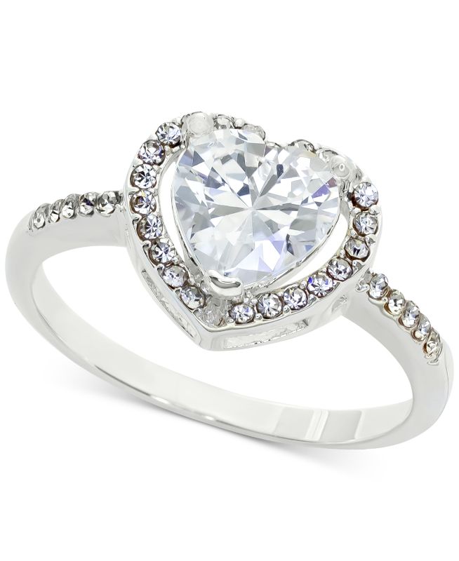 Photo 1 of SIZE 7 Charter Club Pave & Heart Crystal Halo Ring, Created for Macy's