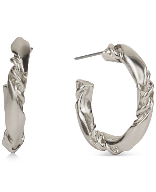 Photo 1 of Charter Club Small Twist C-Hoop Earrings, Created for Macy's - Silver