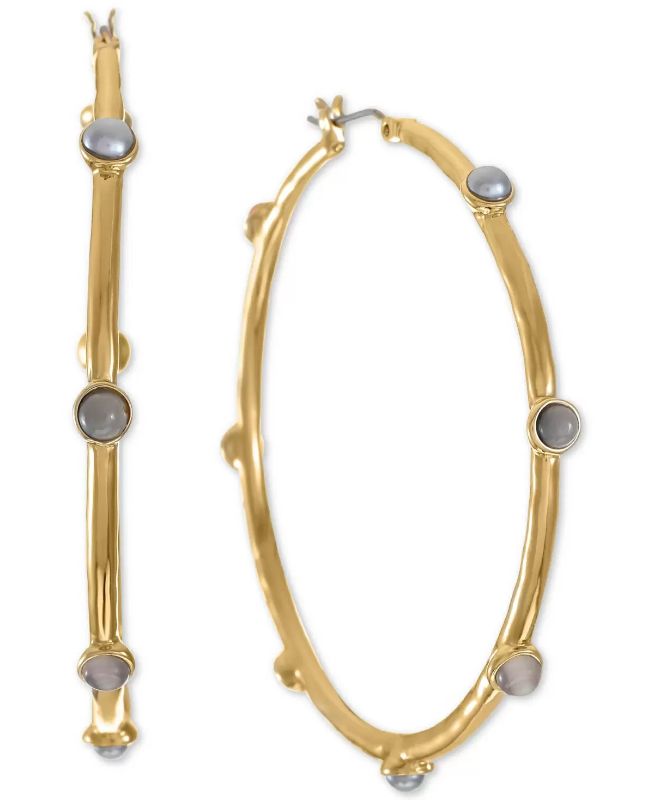 Photo 1 of Style & Co Medium Stone Station Hoop Earrings, 2", Created for Macy's