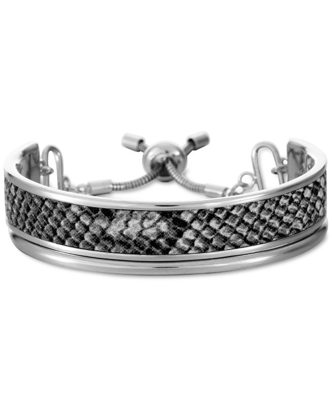 Photo 1 of Alfani Silver-Tone Faux-Leather Slider Bracelet, Created for Macy's