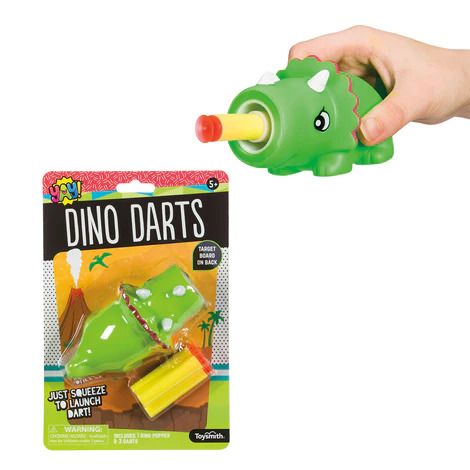 Photo 1 of TOYSMITH YAY DINO DART GAME SET
Ready, aim, squeeze! Just load and squeeze the Dino Popper to launch a foam dart at your target.