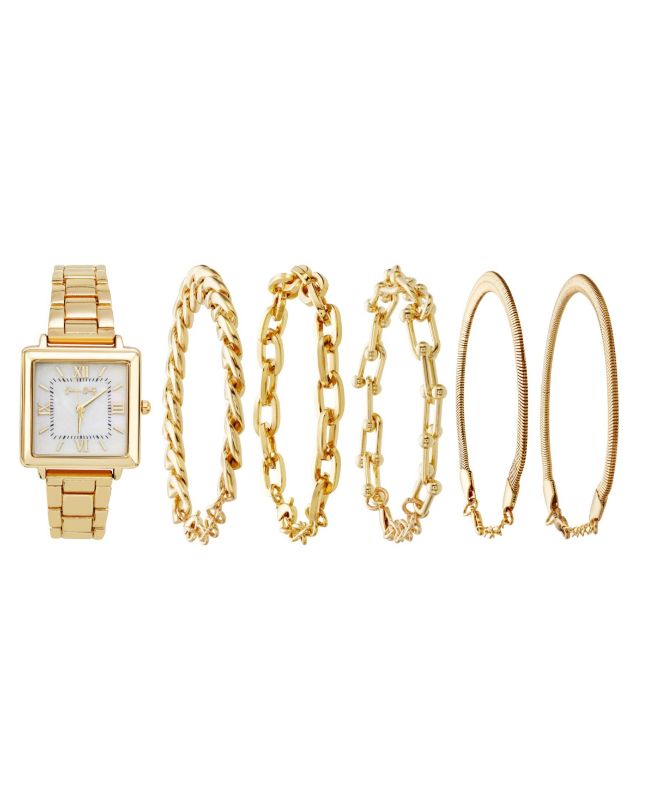 Photo 1 of Jessica Carlye Women's Quartz Movement Gold-Tone Bracelet Analog Watch, 29mm with Stackable Bracelet Set