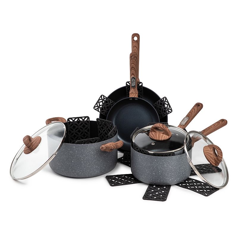 Photo 1 of Brooklyn Steel Solstice 12-pc. Aluminum Cookware Set
Set includes:
8" fry pan
10" fry pan
2.5-qt. saucepan with lid
3.5-qt. saucepan with lid
6-qt. Dutch oven with lid
Set of 4 cookware protectors
Aluminum pressed vessel construction
Multilayer speckled n