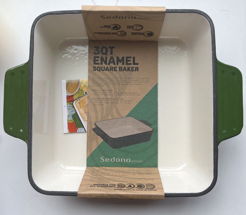 Photo 1 of Sedona Kitchen 3QT Enameled Cast Iron Square Baker Pan Green Bakeware