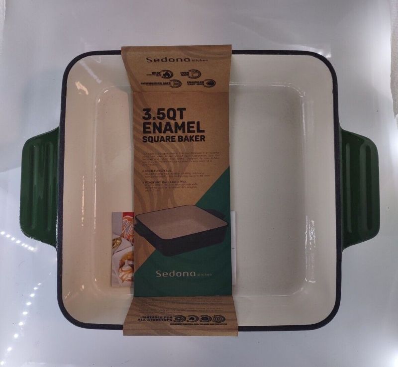 Photo 1 of Sedona Kitchen 3.5QT Enameled Cast Iron Square Baker Pan Green Bakeware