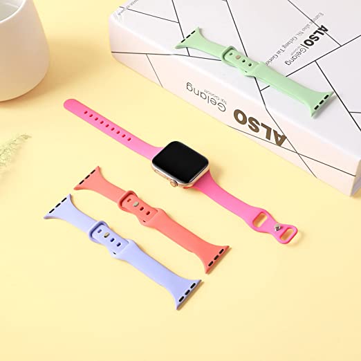 Photo 3 of TSAAGAN 5 Pack Silicone Slim Bands Compatible with Apple Watch Band 38mm 42mm 40mm 44mm 41mm 45mm 49mm, Soft Narrow Sport Strap Thin Wristband for iWatch Ultra Series New