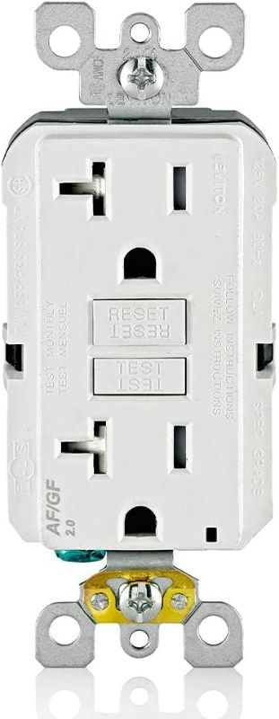 Photo 1 of Leviton AGTR2-W SmartlockPro Dual Function AFCI/GFCI Receptacle, 20 Amp/125V, White New