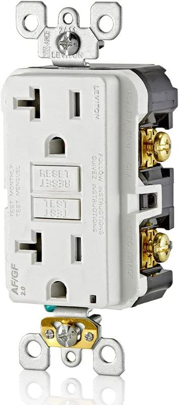 Photo 2 of Leviton AGTR2-W SmartlockPro Dual Function AFCI/GFCI Receptacle, 20 Amp/125V, White New