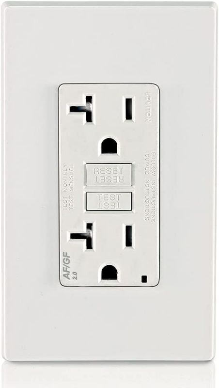 Photo 3 of Leviton AGTR2-W SmartlockPro Dual Function AFCI/GFCI Receptacle, 20 Amp/125V, White New