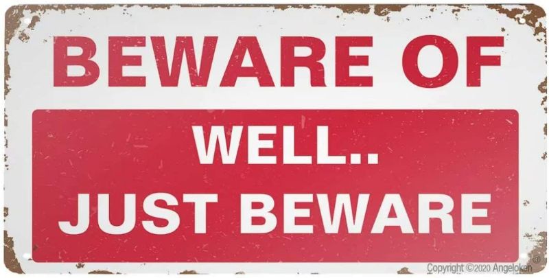 Photo 1 of Angeloken Retro Metal Sign Vintage Beware of Sign for Plaque Poster Cafe Wall Art Sign Gift 12 X 6 INCH New