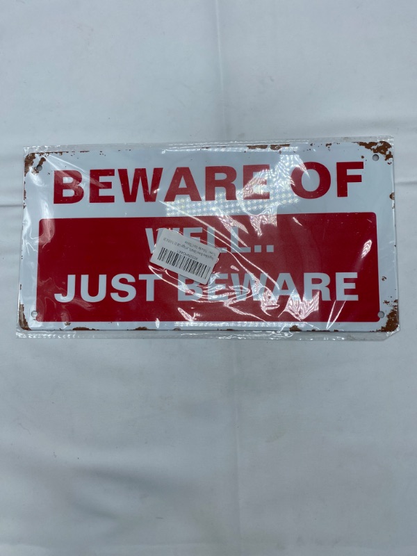 Photo 5 of Angeloken Retro Metal Sign Vintage Beware of Sign for Plaque Poster Cafe Wall Art Sign Gift 12 X 6 INCH New